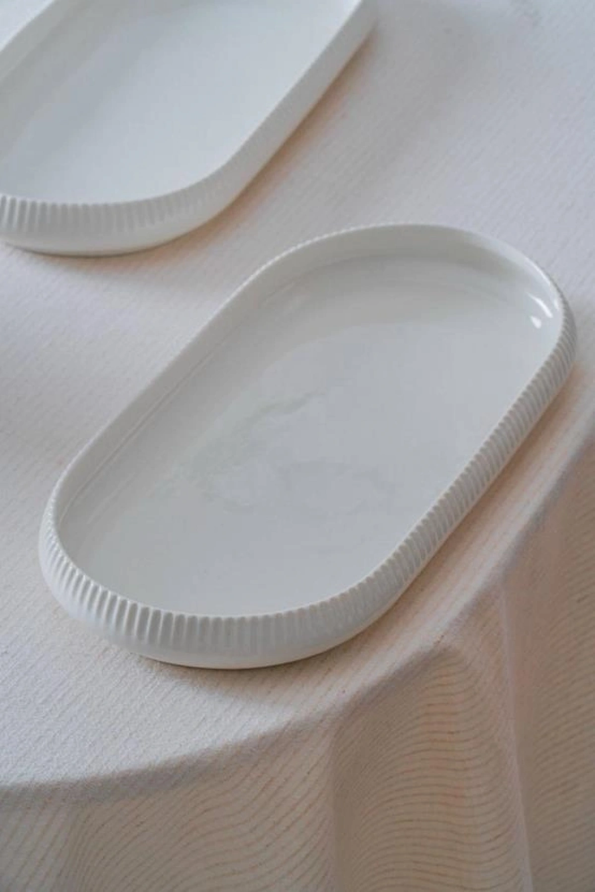 Acar Linea Porselen Beyaz Oval Tabak 32x15x3 Cm