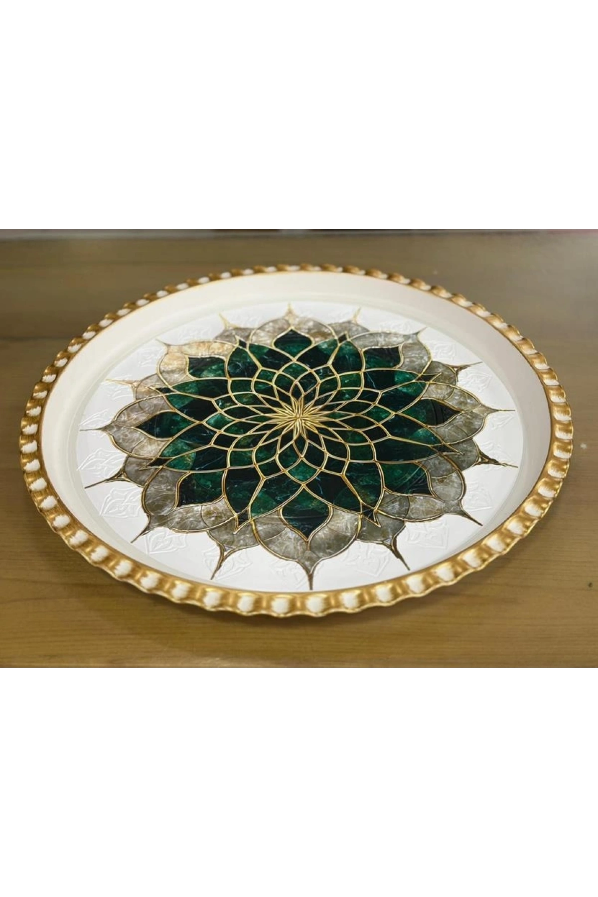 Acar Rose Desenli Yuvarlak Tepsi 47 Cm