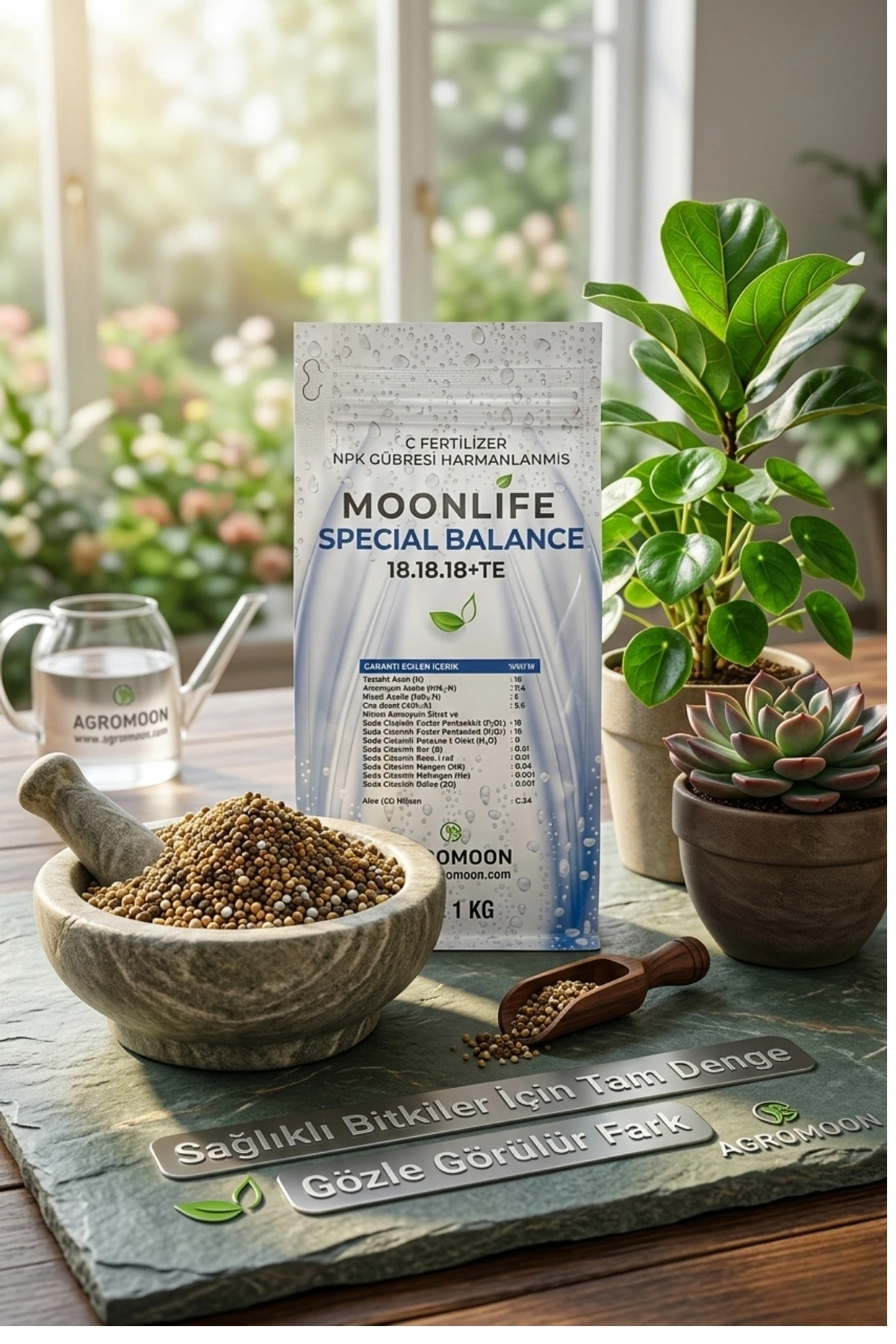 Agromoon Moonlife 18-18-18 + Te Kompoze Granül Gübre 1 Kg