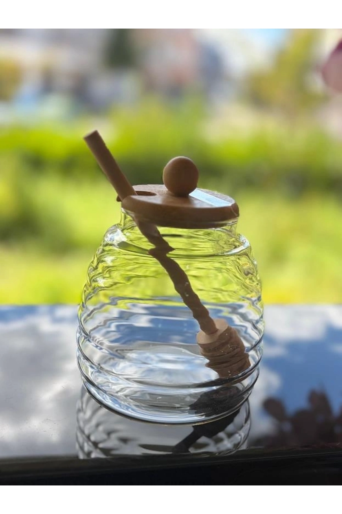Balsa Ahşap Kapaklı Cam Bal Kavanozu 420 Cc