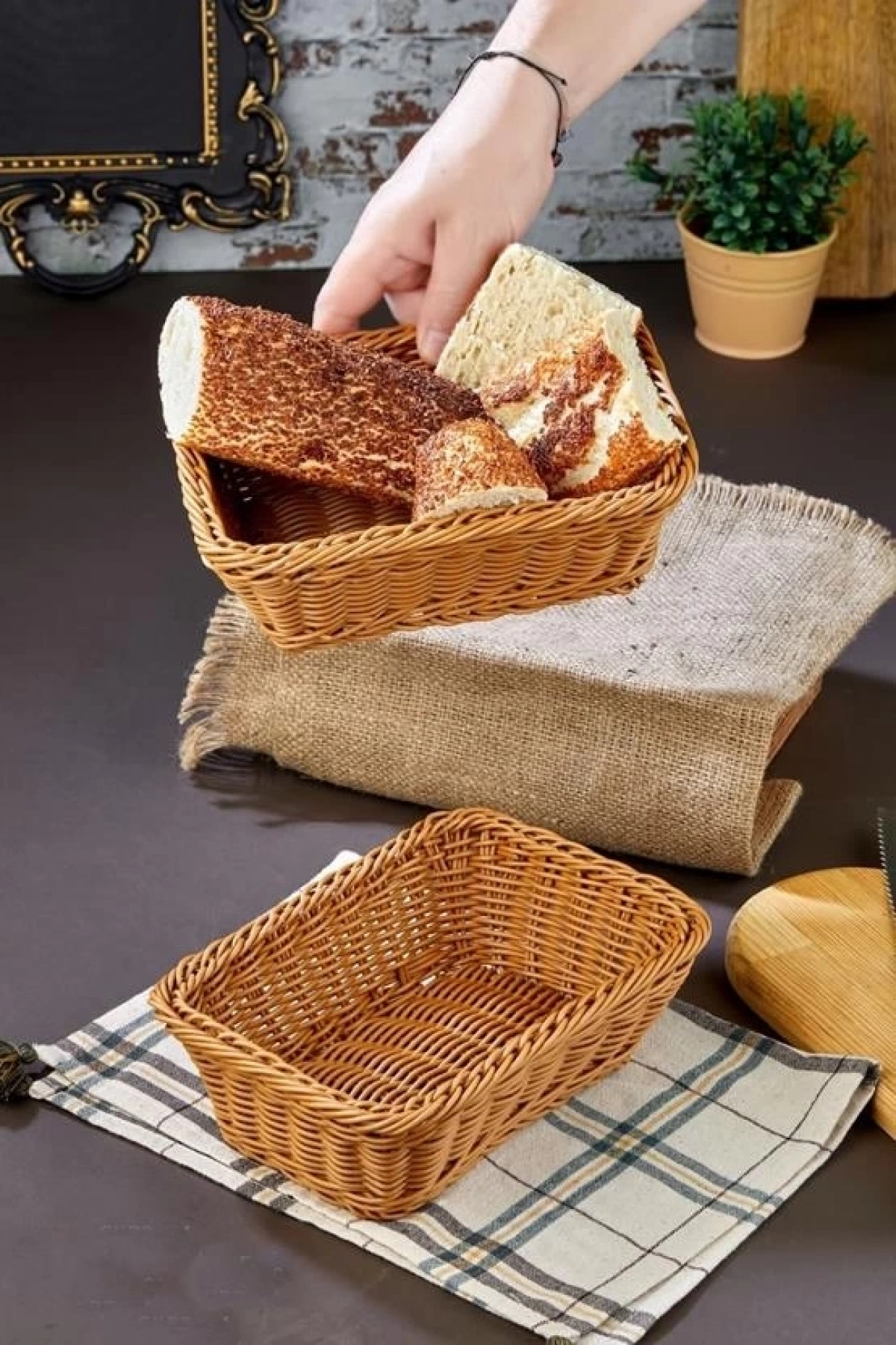 Cok Hasır Ekmek Sepeti
