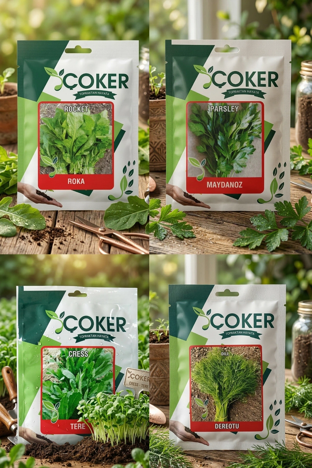 Çoker Tohum Seti (maydanoz, Dereotu, Roka, Tere)