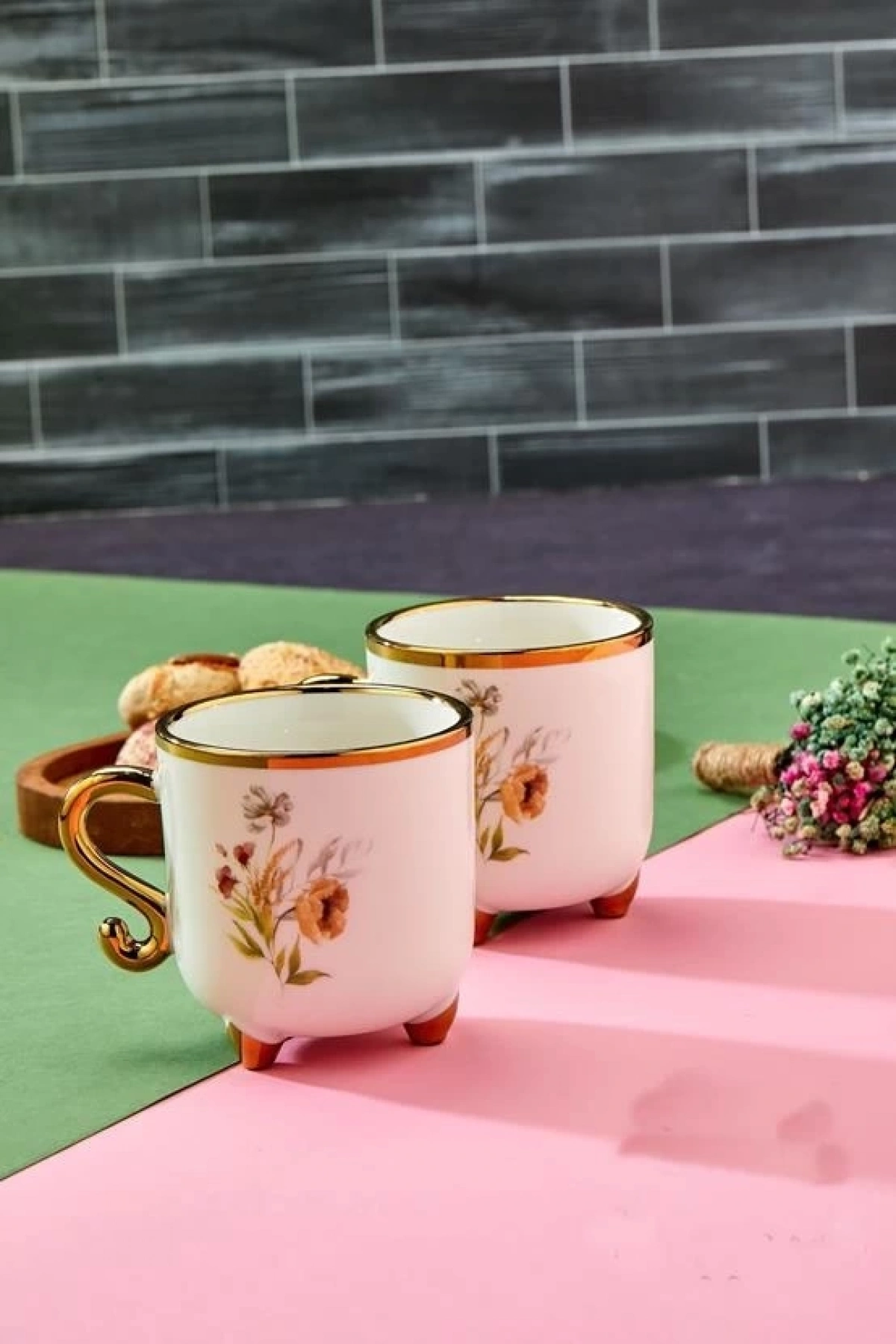 Cooker CKR3438 Gold Çiçekli Porselen Kupa 1 Adet