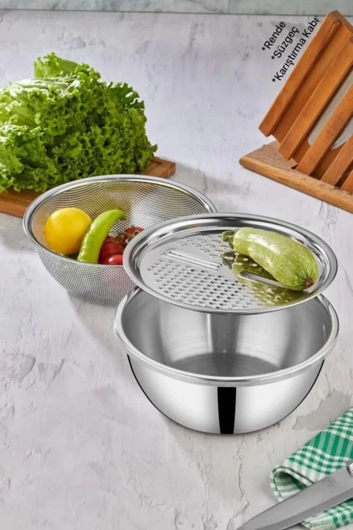 Cooker Ckr3490 Çelik Rendeli Süzgeçli Karıştırma Kabı 24 Cm