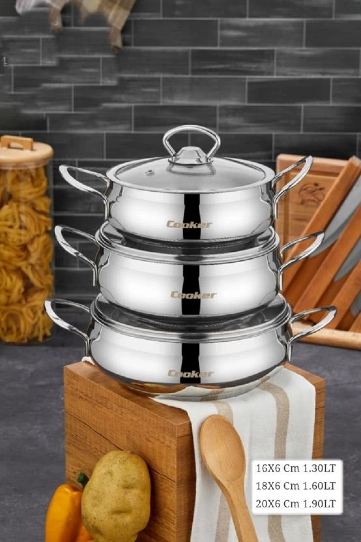 Cooker Lara Çelik 3lü Sahan Set