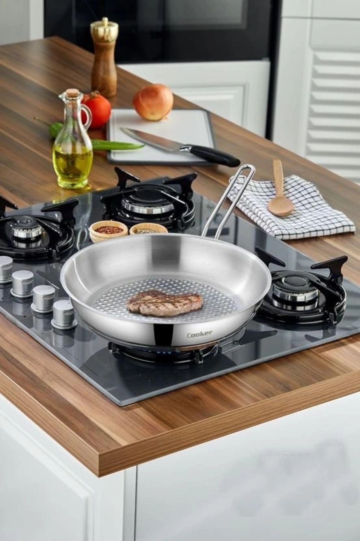 Cooker Lara Saplı Çelik Tava 28 cm