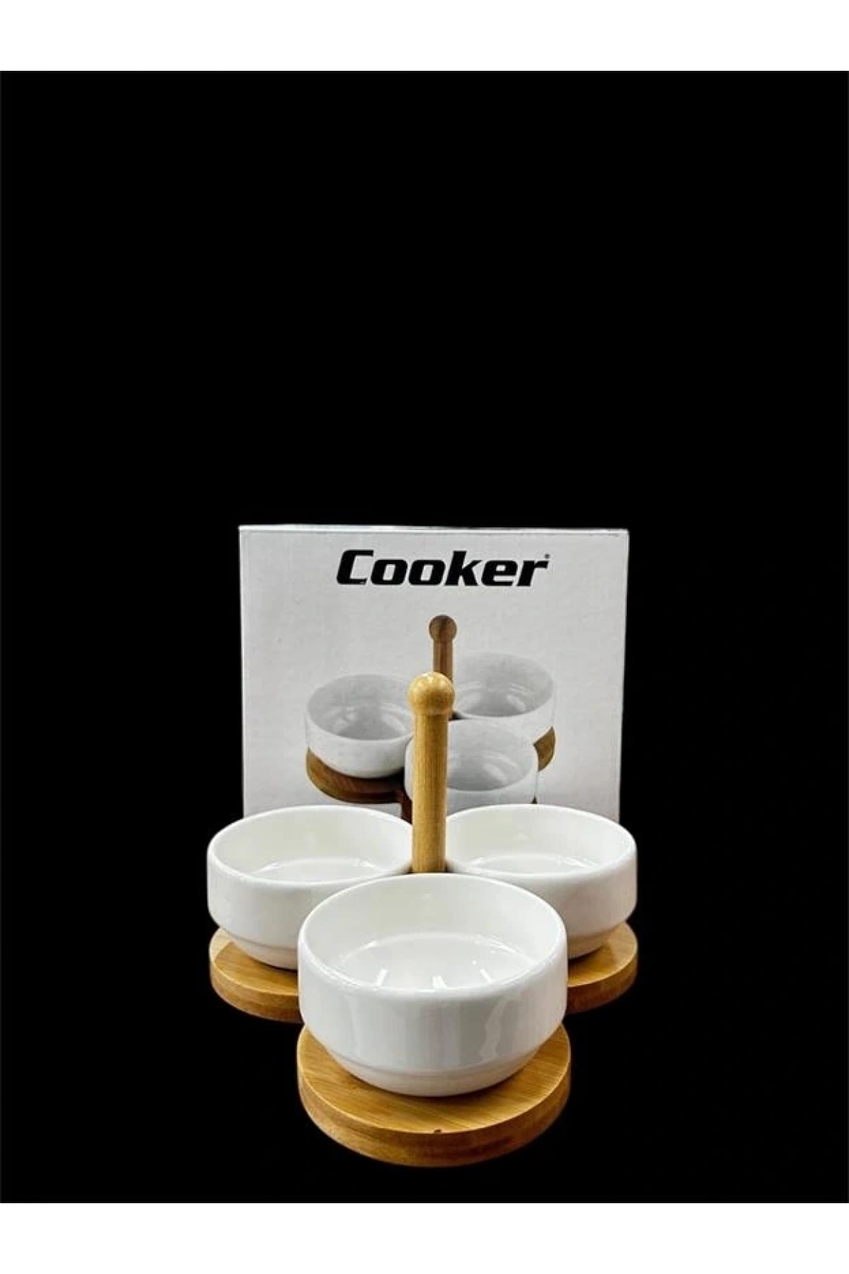 Cooker Porselen 3lü Sunumluk