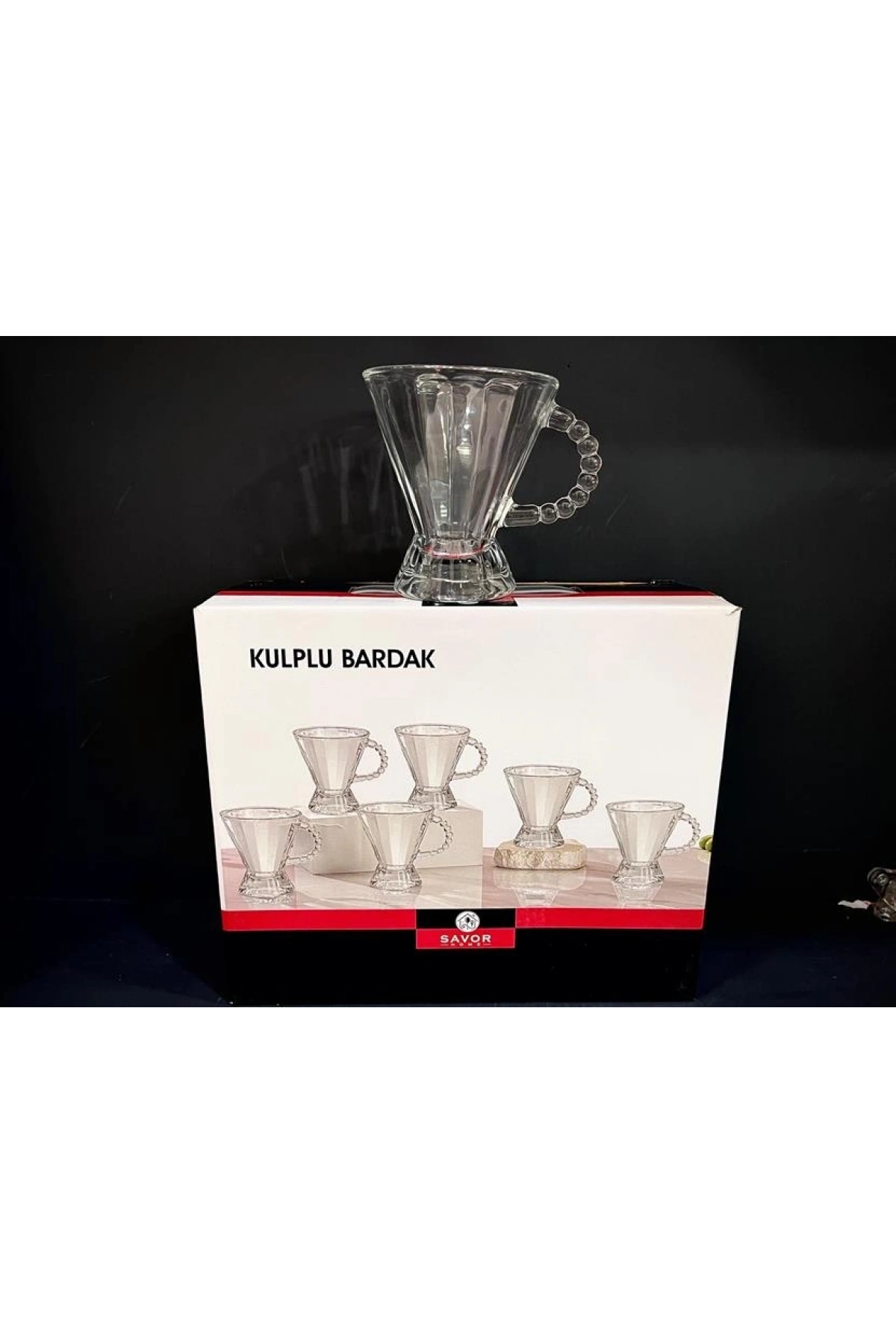 Esonez Kulplu Çizgili Çay Bardağı 6lı