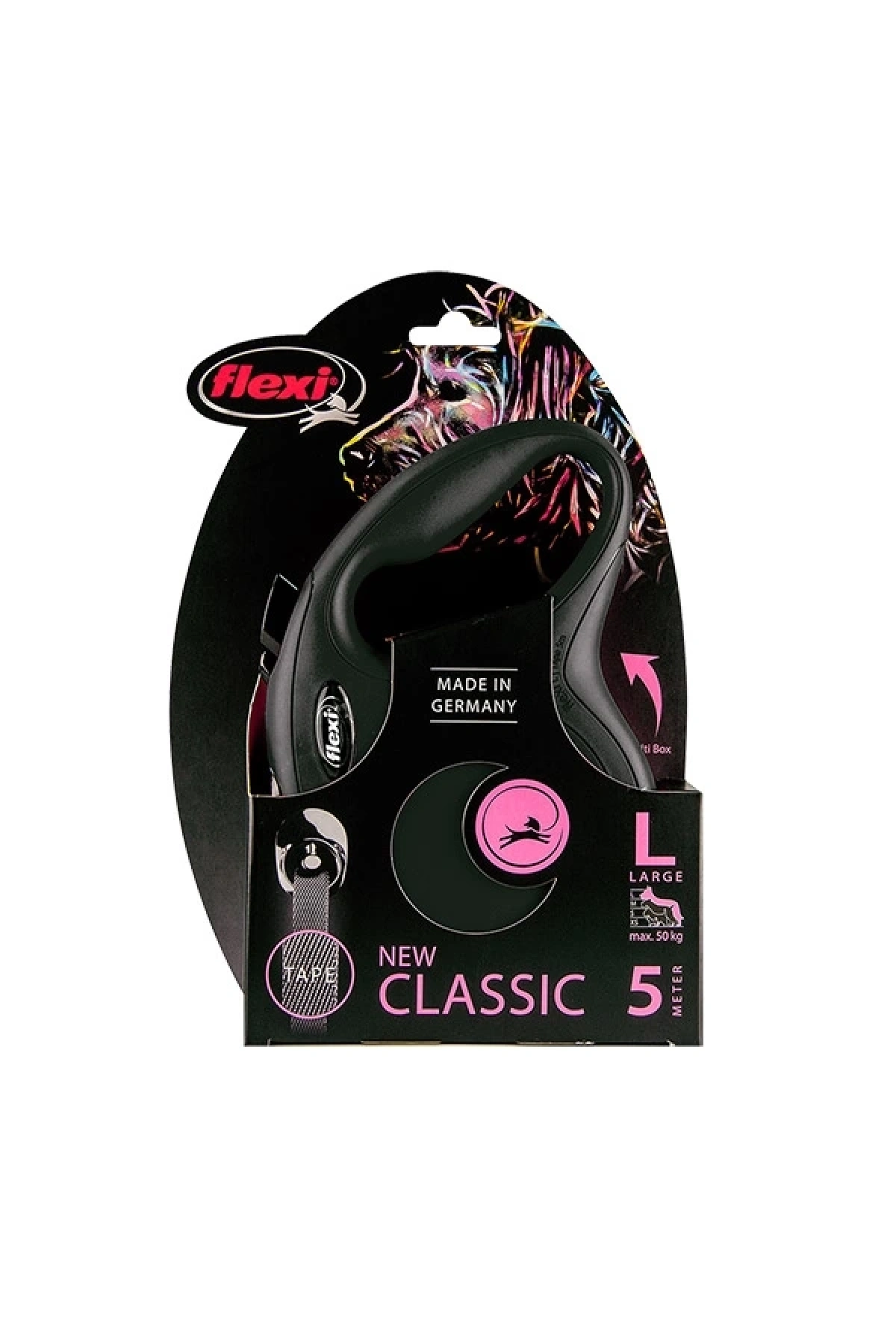 Flexi New Classic L Beden Siyah 5mt Şerit Tasma