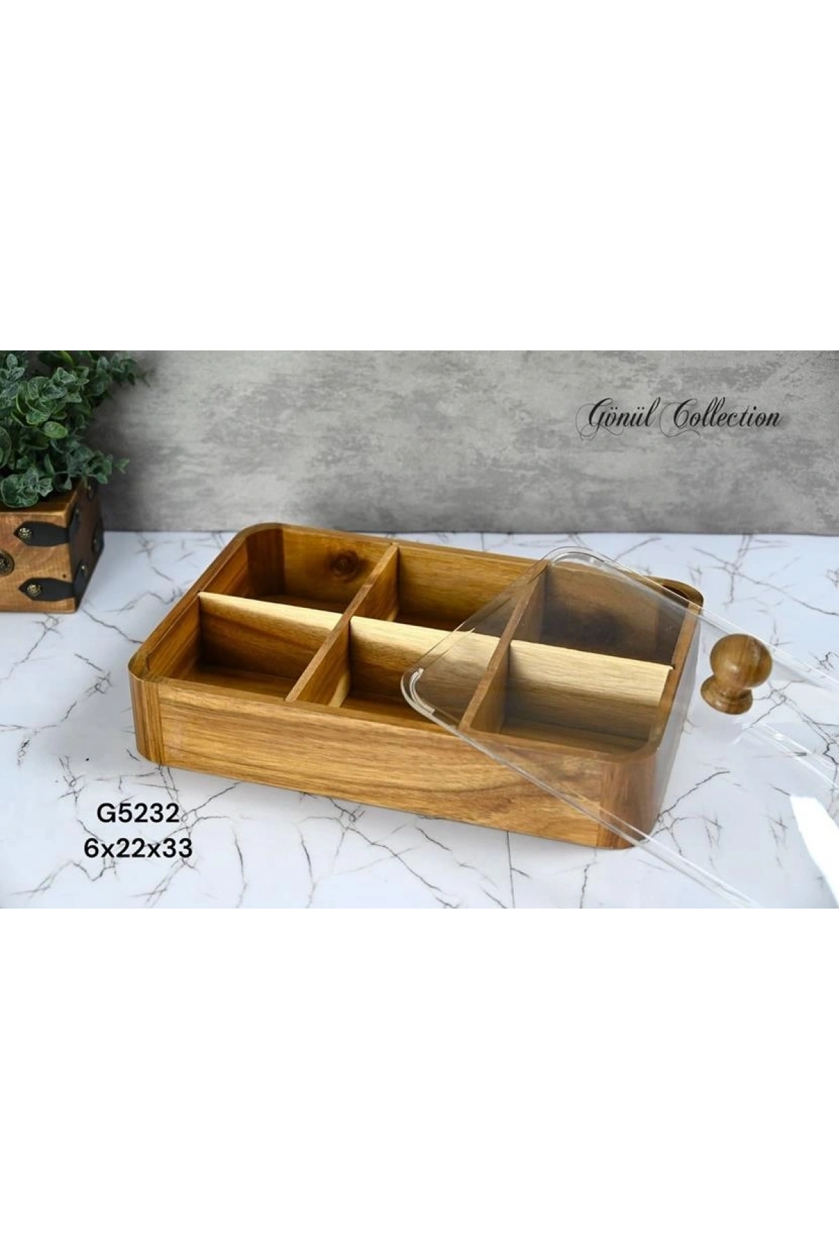 Gönül Mutfak Akasya Bölmeli Çerezlik 6x22x33 cm