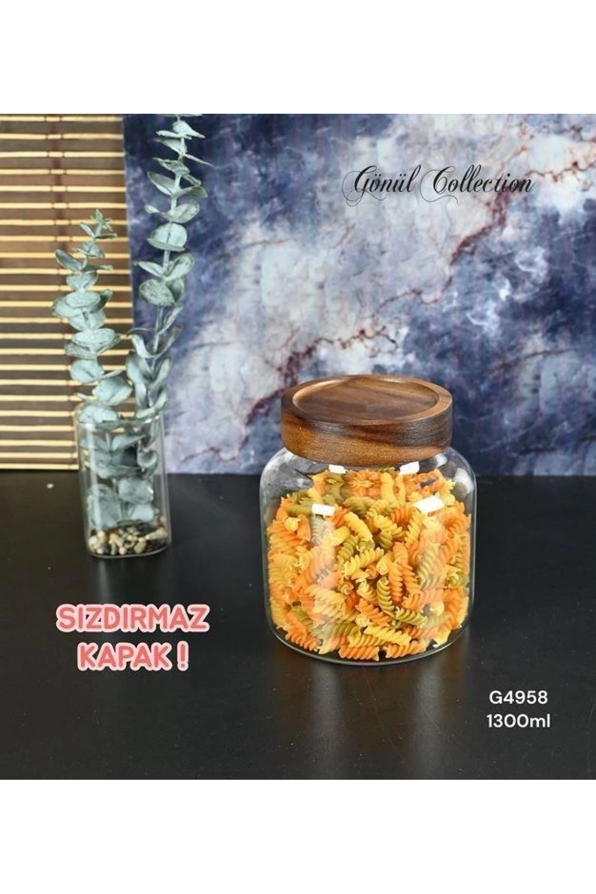 Gönül Mutfak Bambu Kapaklı Kavanoz Cam 13x13 Cm