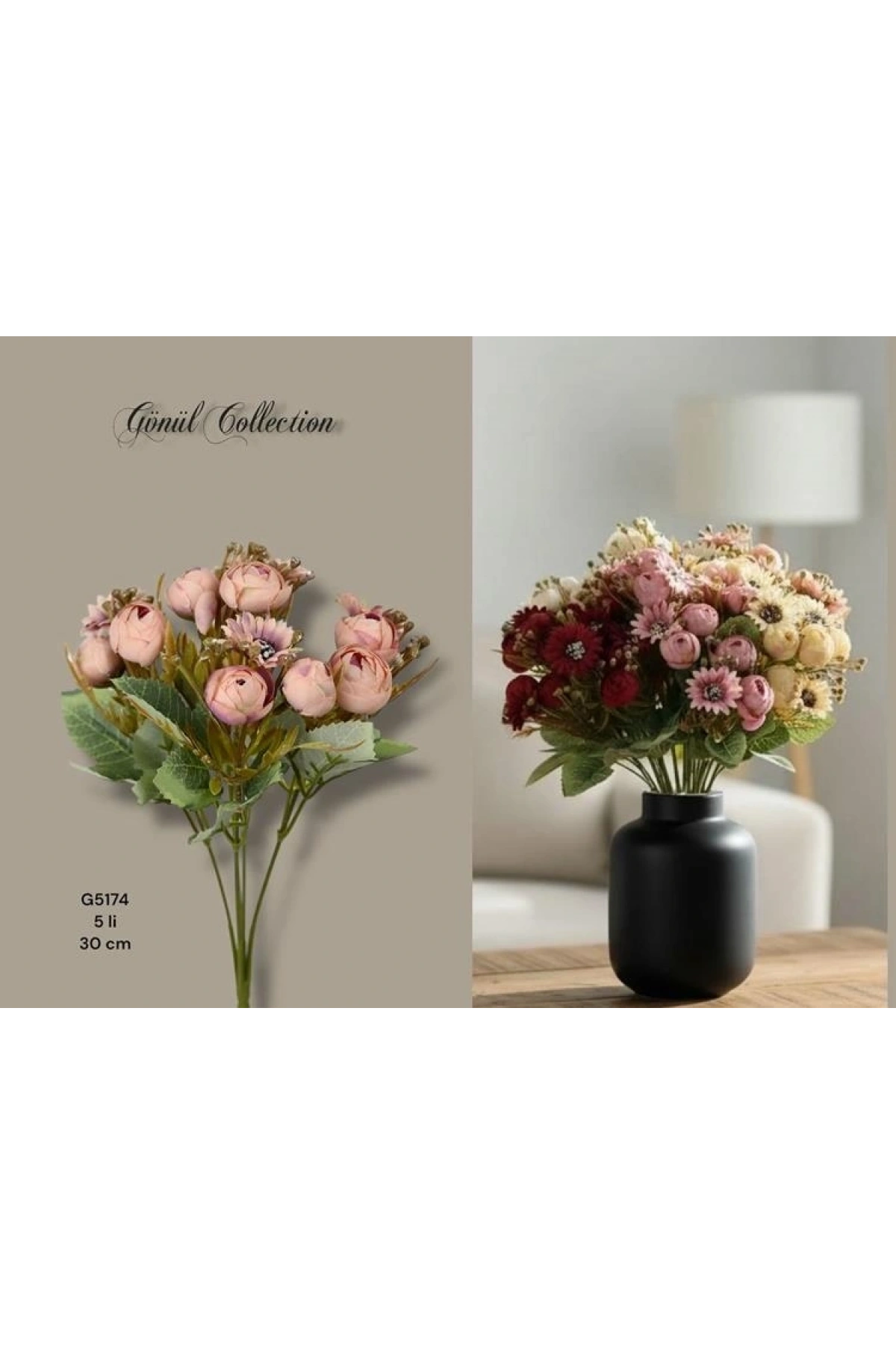 Gönül Mutfak Pembe Yapay Çiçek 30 Cm