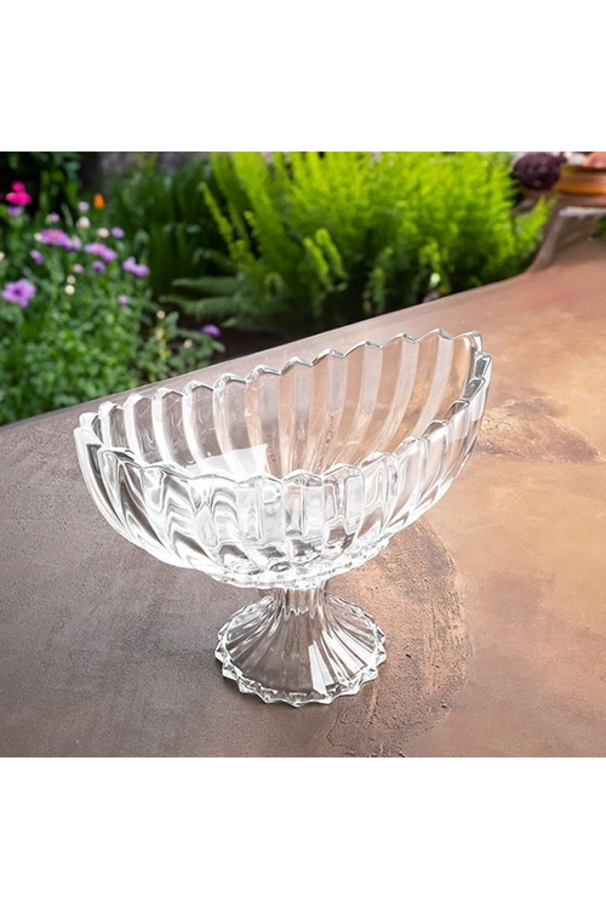 Kosova Kristal Ayaklı Oval Sunum Tabağı