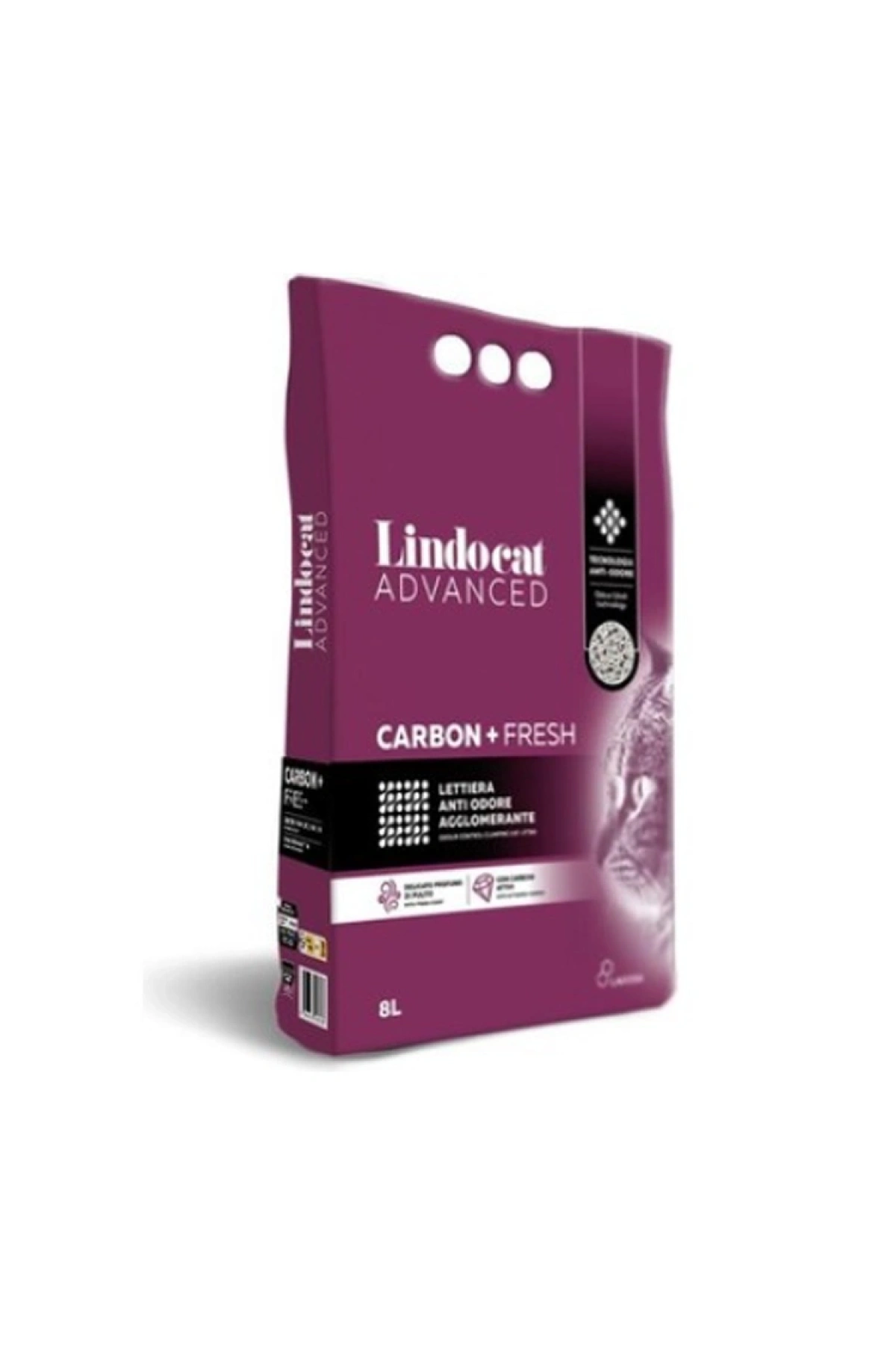 Lindocat Advanced Carbon+ Aktif Karbonlu & Fresh Kokulu Kalın Taneli Kedi Kumu 8l