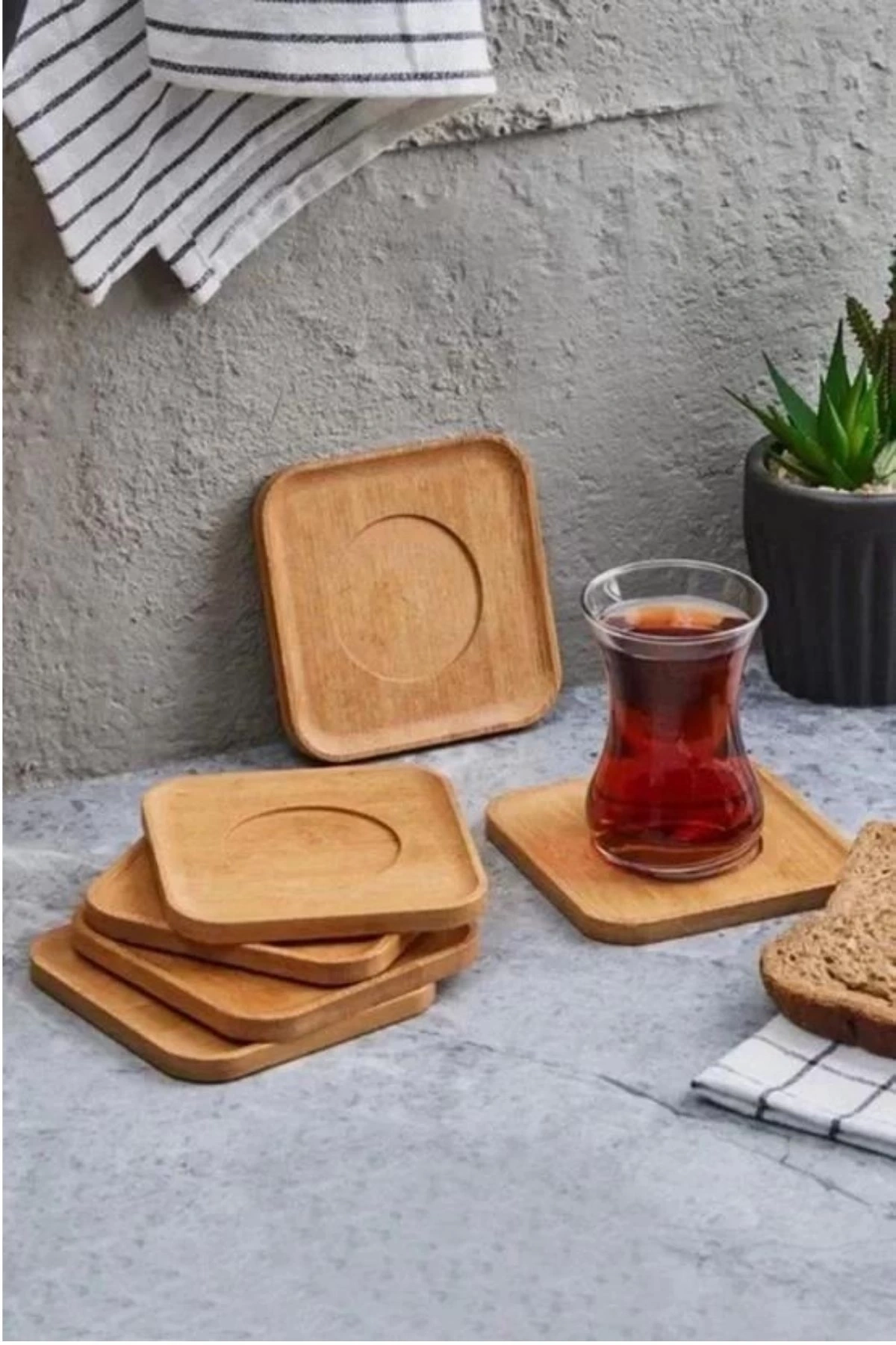 Mien Men370 Kare Bambu Çay Tabağı 6lı