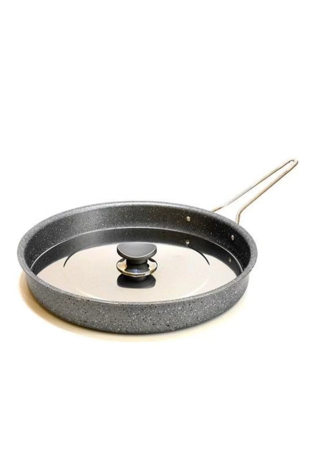 Oms 3222.28 Granit Hamsi Tava Metal Kapaklı Gri 28x4 Cm