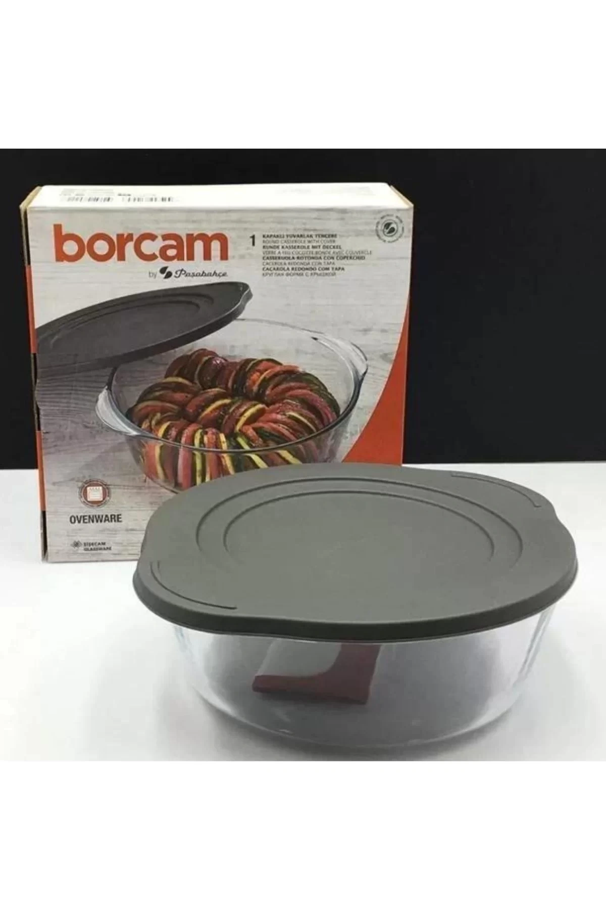 Paşabahçe 59001 Gri Kapaklı Borcam Fırın Kabı 22x8 Cm 2100 Cc