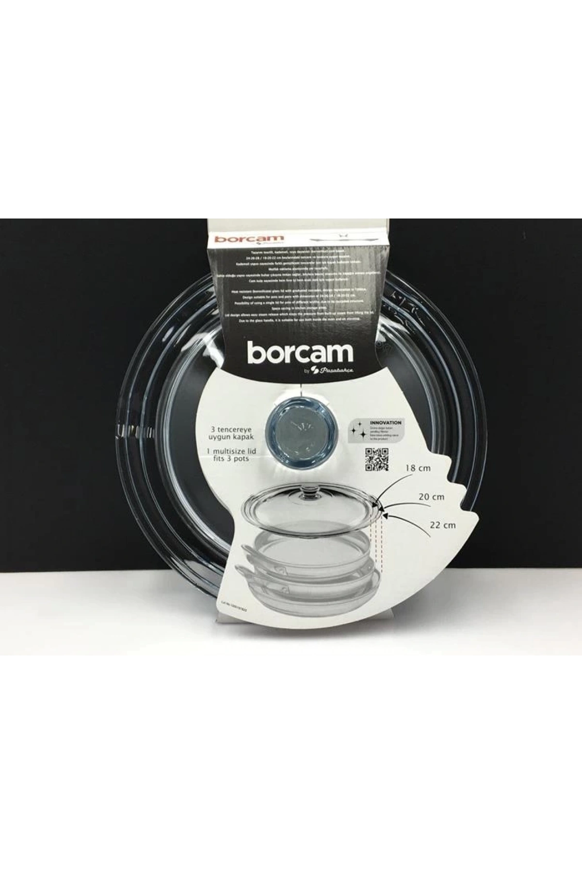 Paşabahçe 590220 Borcam Kapağı 18-20-22 cm Tekli