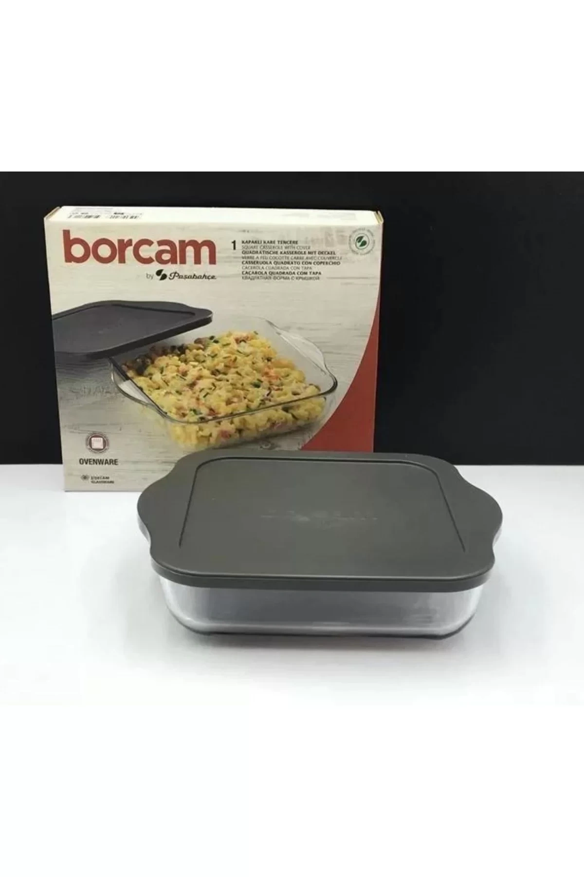 Paşabahçe 59034 Borcam Gri Kapaklı Fırın Tepsisi 22x22cm