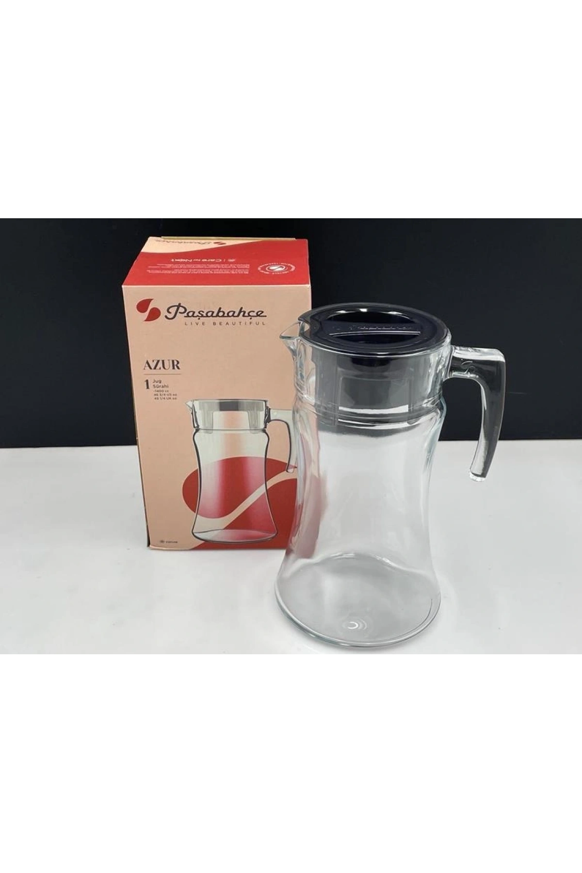 Paşabahçe Azur Gri Kapaklı Cam Sürahi 1400 Cc