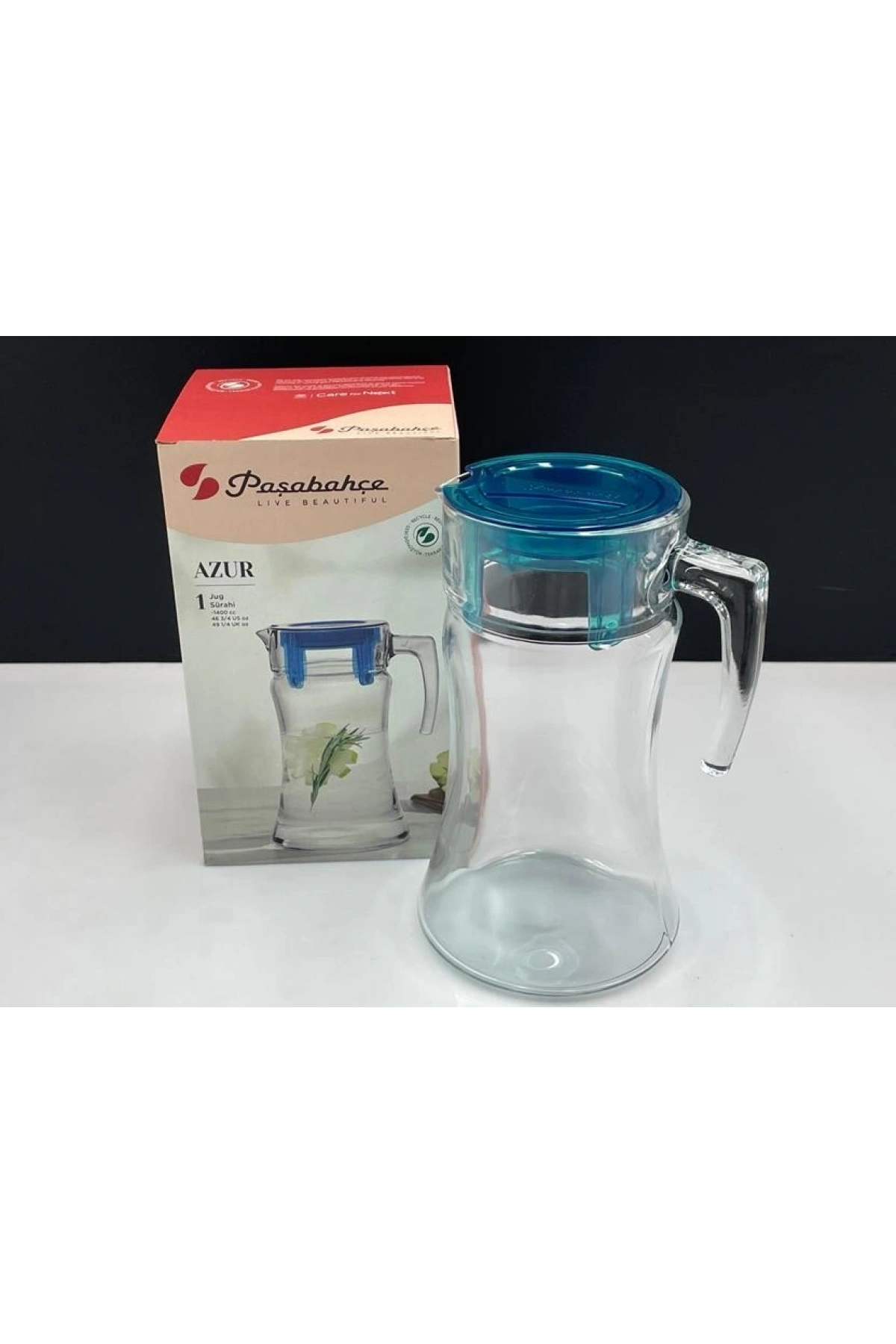 Paşabahçe Azur Turkuaz Kapaklı Cam Sürahi 1400 Cc