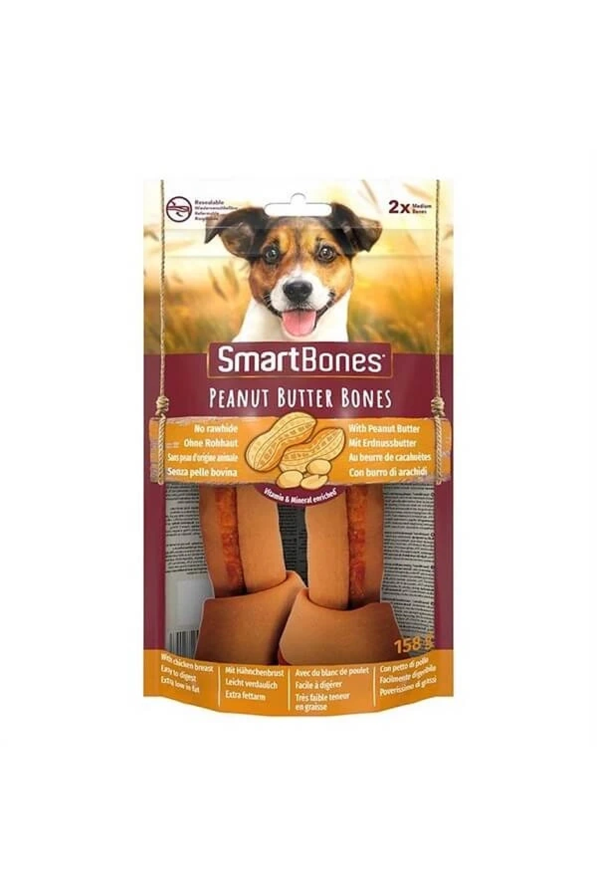 Smartbones Köpek Ödül Kemiği Yer Fıstığı Ezmeli Medium (2li) 158g