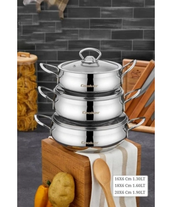 Cooker Lara Çelik 3lü Sahan Set