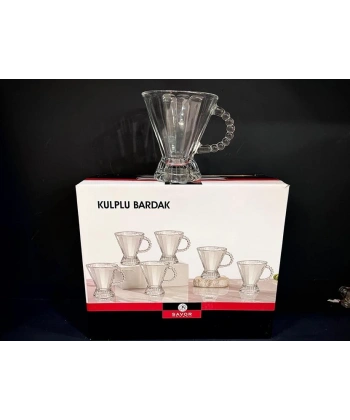 Esonez Kulplu Çİzgili Çay Bardağı 6lı