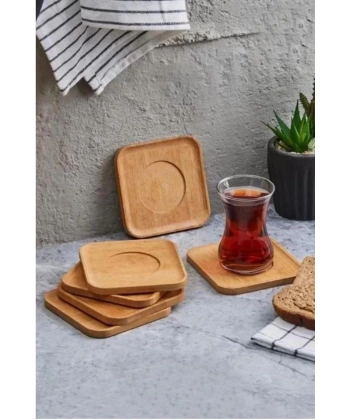 Mien MEN370 Kare Bambu Çay Tabağı 6lı