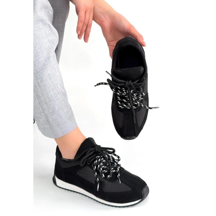 Jeat Siyah Nubuk Bağcıklı Spor Ayakkabı