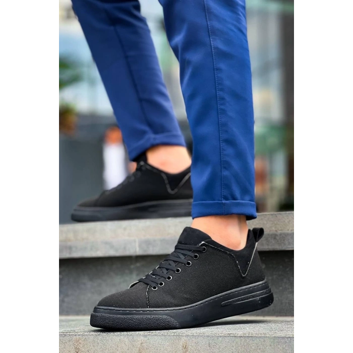 KB-X204 Kuback Siyah Keten Siyah Yüksek Taban Günlük Erkek Spor Ayakkabı