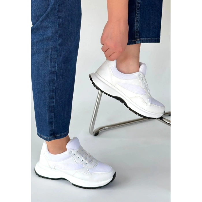 Slar Beyaz Cilt Spor Ayakkabı