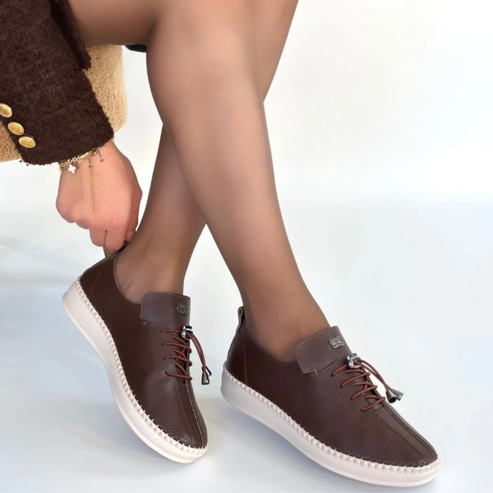 Warte Acı Kahve Deri Bağcıklı Spor Ayakkabı