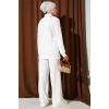 Gömlek Yaka Fitilli Salaş İkili Takım beyaz T4300