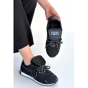 Dissa Siyah Cilt Bağcıklı Paraşüt Detaylı Spor Ayakkabı