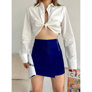 Gabardin fermuarlı şort etek S24906