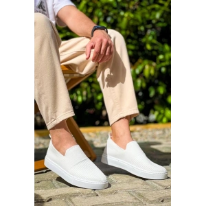 KB-114  Kuback Beyaz Triko Yüksek Taban Bağcıksız Günlük Erkek Ayakkabı