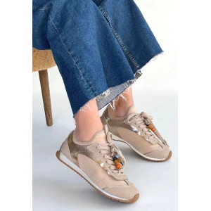 Riaf Bej Cilt Bağcıklı Spor Ayakkabı