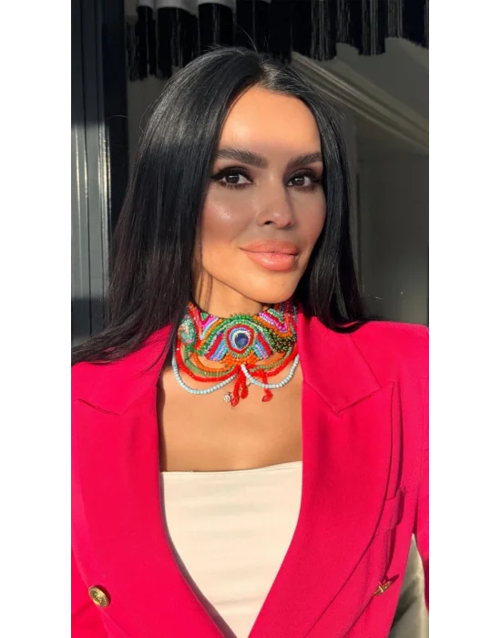 Renkli Kristal Taş Tasarım Boyunluk Kolye