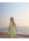 Tasarım El İşlemesi Pul Ve Taş İşlemeli Mini Etek