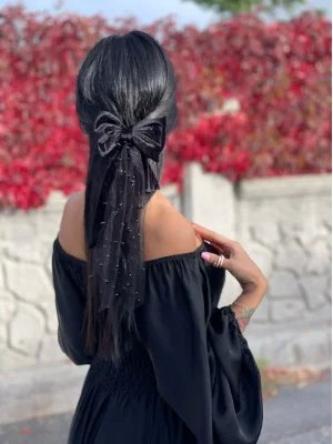 Tasarım Tül Detaylı Kurdele Toka