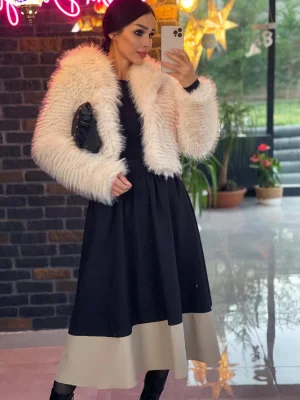 Siyah Pile Detaylı Midi Boy Cepli Etek