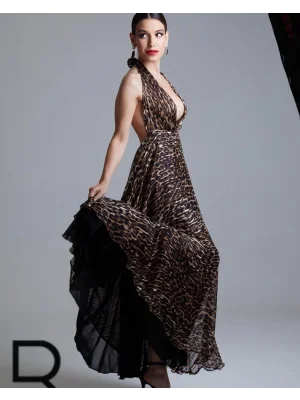 Leopar Şifon Elbise