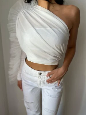 TeK Kol Beyaz Şifon Buliz