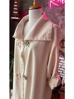 Ekru Keten Kimono