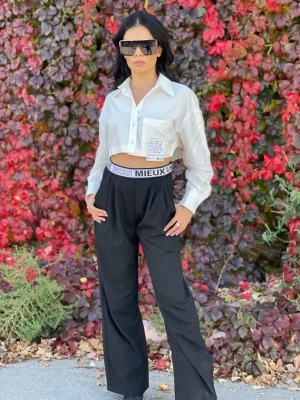 Bel Lastikli Siyah Pantolon