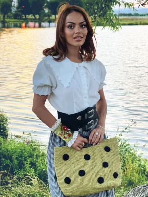 Çağla Yeşiili Hasır Çanta