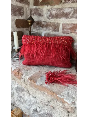 El yapımı Tasarım Kırmızı Çanta