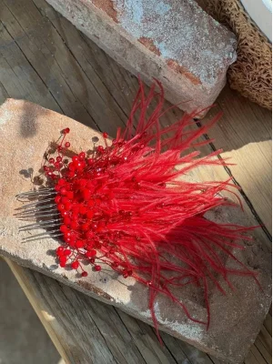 Özel Tasarım Kırmızı Saç Tokası