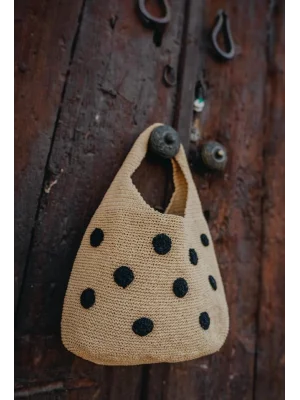 Puantiye Model Hasır Çanta